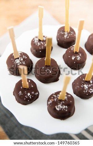 Frozen Chocolate Covered Banana Slices with Party Forks