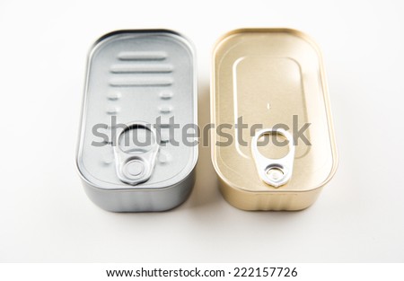 Two Tin Can of Sardines or Anchovies on White Background