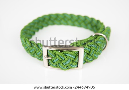 Green Woven Dog Collar Isolated on White