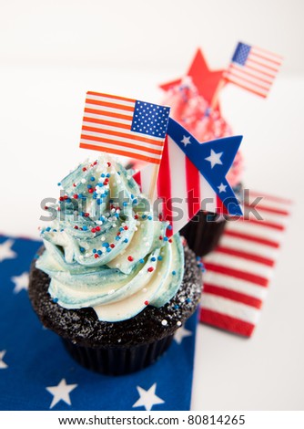 Festive Patriotic Cupcakes in Red, White, and Blue Colors