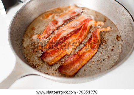 Skillet with Hot Bacon Strips