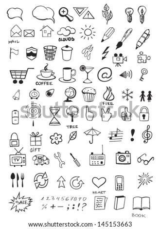 Set of various hand drawn icons