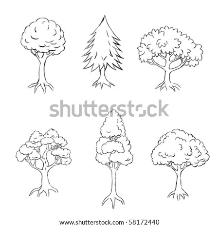 Set Of 6 Trees Stock Vector Illustration 58172440 : Shutterstock