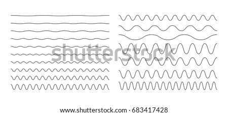 Set of wavy, zigzag, sinuous horizontal lines