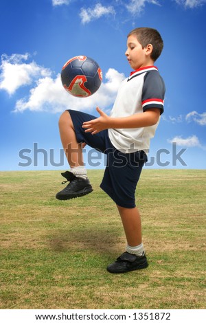 Sports. Boy playing soccer (ball on air). From my football series