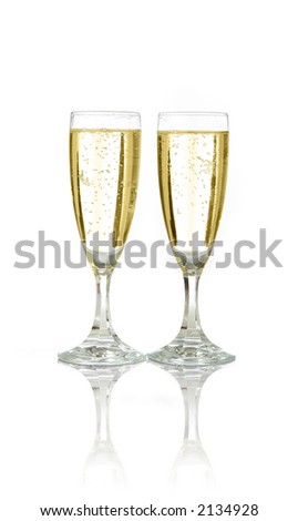 Pair of champagne flutes ready for celebration