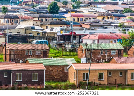 Soweto - South Africa, Jan 30: South West Township pictured on January 30th, 2015 in Johannesburg ,South Africa.  SOWETO is the most populous urban area in the country, with a population of a million.