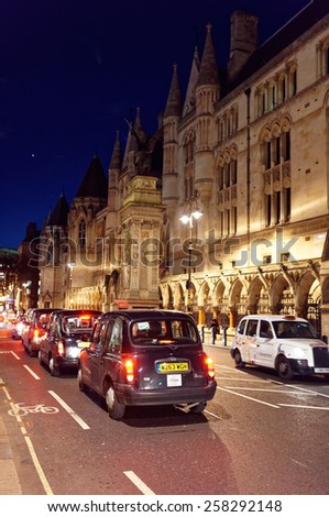 LONDON - MARCH 5 : The strand avenue pictured at night on March 5th, 2015, in London, UK. The strand is a major thoroughfare in central London, which connects Buckingham to St Paul.