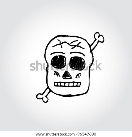 Skull Retro Cartoon Doodle, Vector Illustration - 96347600 : Shutterstock
