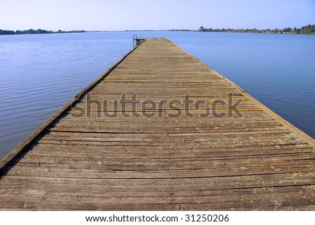 old wooden pier on Palic lake in Serbia