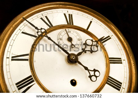 Old clock face with roman numerals