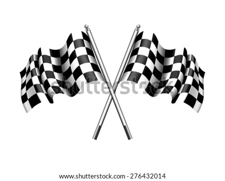 Checkered Flag -- Rippled black and white crossed chequered flag