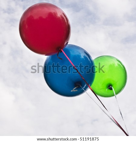 Red, blue and green balloons