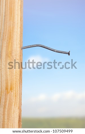 Wooden board with nails