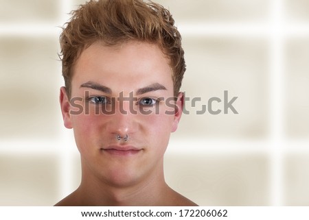 Form-fitting portrait of a pierced man