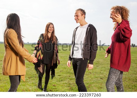 Group of young people outside in the park