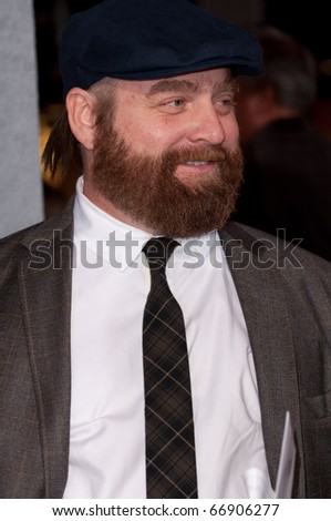 HOLLYWOOD, CA - NOVEMBER 28: Actor Zach Galifianakis arrives to the premiere of the movie \