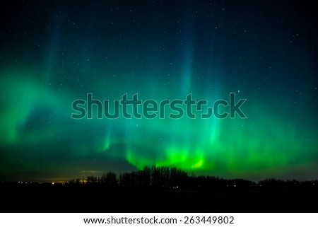 Beautiful colors of the Northern Lights (Aurora Borealis)