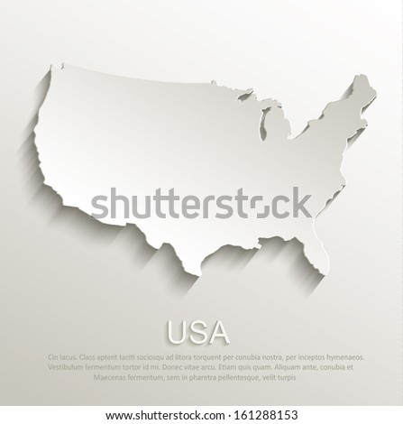 vector USA map card paper 3D natural