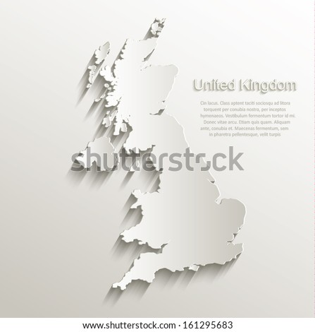 vector Great Britain United Kingdom map card paper 3D natural