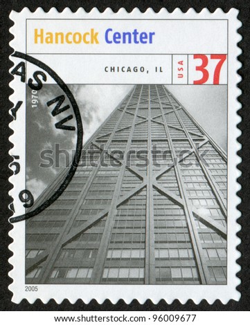 USA - CIRCA 2005: A postage stamp printed in USA shows the image of John Hancock Center (Chicago, IL). Modern American Architecture, circa 2005
