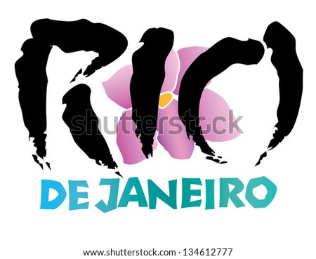 Rio de Janeiro International Cities Hand lettering and Illustration Vector