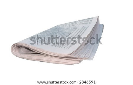 newspaper folded and isolated by a clipping path over a white background