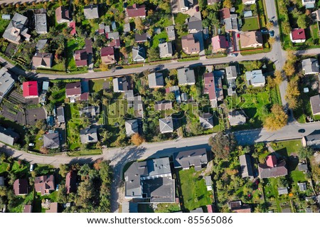 aerial view over the private houses
