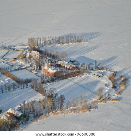 aerial view over Kishu lake\'s coast in Riga