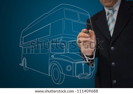 Business Man drawing London bus