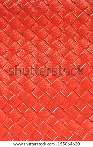 Close up of Red leather weaving for use as Background or Texture