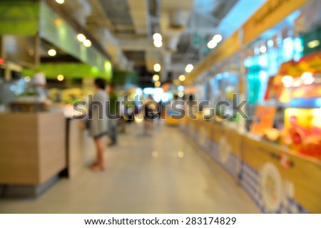 Blur or Defocus Background Food Court Store  with Bokeh.