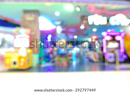 Blur or Defocus Background of Arcade game Zone in Shopping Center.