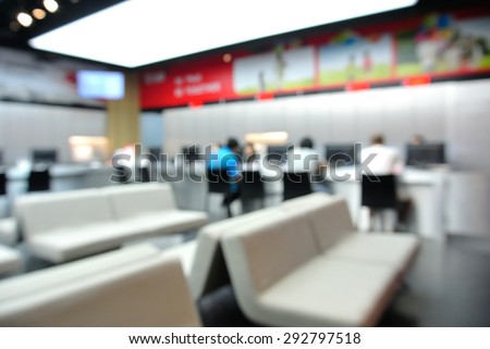 Defocused blur background of customer service center.