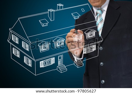 Business Man Draw House on Real Estate concept
