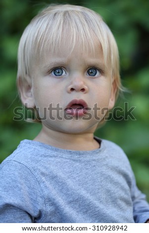 Portrait of a little boy. Emotions of the child.