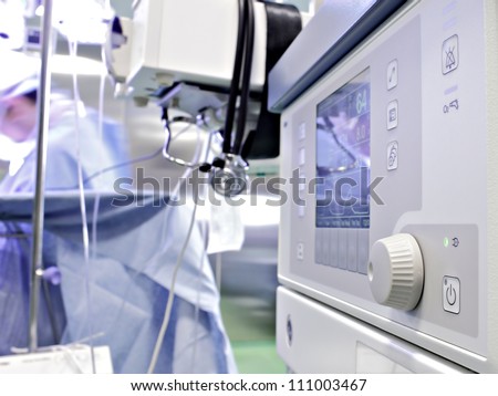 medical device in the operating room. Anesthetic machine during surgery.