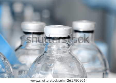 Medical bottle in a group in storage