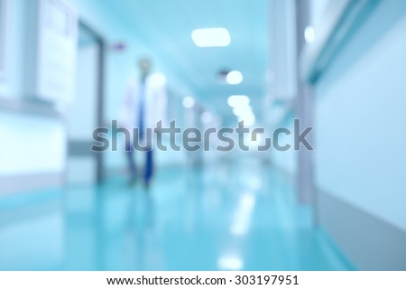 Medical and hospital corridor defocused background with modern laboratory (clinic)