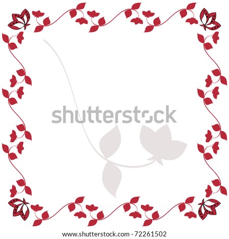 Burgundy Red Flowering Vine Border  with white space for your text.