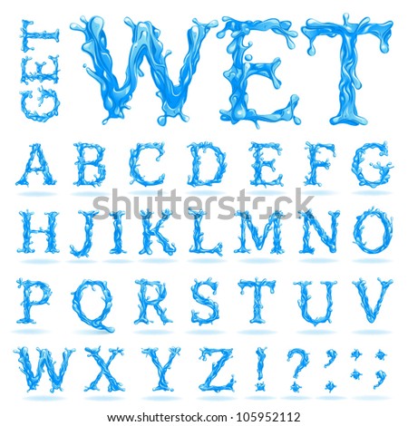 Vector Water Splash Font Capital Letters, Caps - 105952112 : Shutterstock