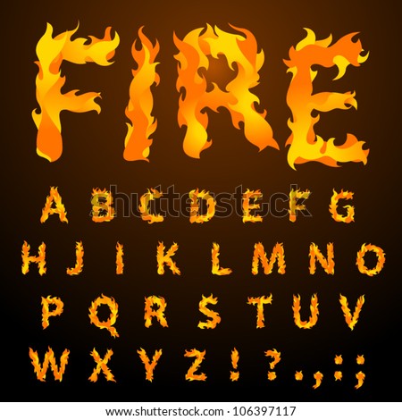 Vector Fire Flame Font Caps - 106397117 : Shutterstock