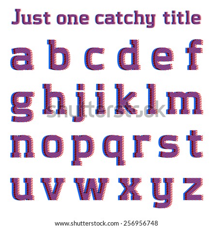 Striped optical illusion catchy font, part 2/3 small letters