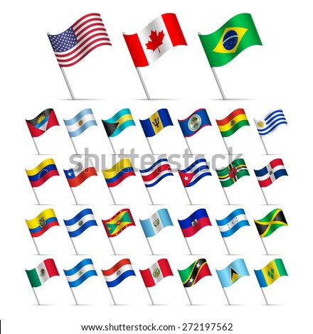 Waving Flags of the world, part 1/6 American continents 