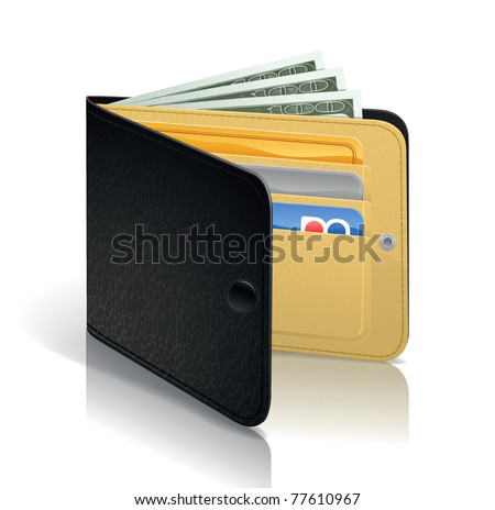 Vector wallet, black leather