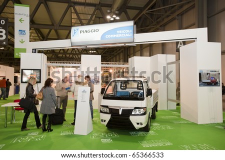 MILAN -  NOV 17-19: Piaggio stand at EIV 2010, The Electric & Intelligent Vehicles and Transports event in Milan Fair, Nov 17-19, 2010.