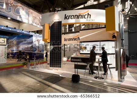 MILAN - NOV 17-19: Krannich Solar stand at ENERSOLAR+ 2010, International fair on solar energy, in Milan Fair, Nov 17-19, 2010.
