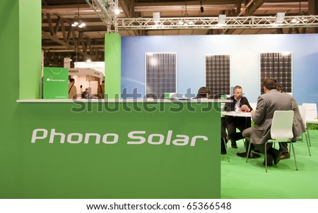 MILAN -  NOV 17-19: Phono Solar stand at ENERSOLAR+, International fair on solar energy, in Milan Fair, Nov 17-19, 2010.