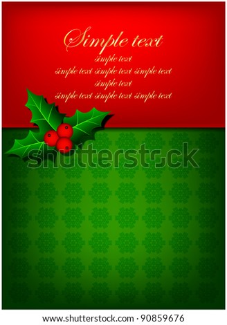 Abstract christmas background with mistletoe and red berries