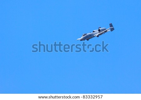 ROCHESTER, NY - JULY 17:  United States Air force A-10 Thunderbolt ground attack jet aircraft making a simulated strafing run at an airshow in Rochester, New York on July 17, 2011